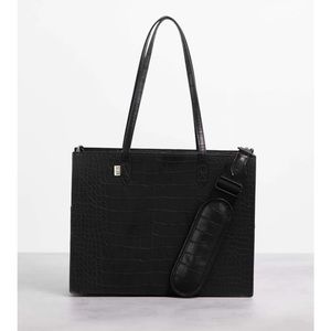 Beis Work Tote in Black Croc